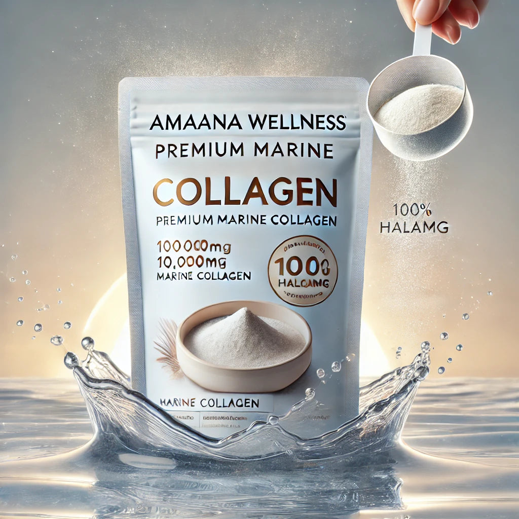 AMAANA WELLNESS | Halal Marine Collagen Powder 250g | Supports Skin, Hair, Nails & Joint Health